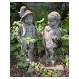 Cement boy & girl statues 27"H & 24"H