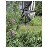 Metal Kinetic wind spinner garden stake 53"H