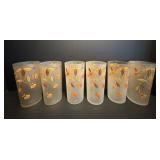 Vtg Hall/jewel tea "Autumn leaf" frosted glasses 6