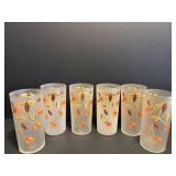 Vtg Hall/jewel tea "Autumn leaf" frosted glasses 6
