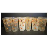 Vtg Hall/jewel tea "Autumn leaf" frosted glasses 6