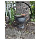 Antique cast iron cauldron with stand 36.5"W x ...