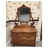 Victorian Oak Dresser & Mirror 42"x20"x32"H