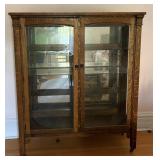 Oak Bookcase with 2 Glass Shelves 56"x15"x58"H