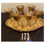 Brass Stemware & Serving Tray
