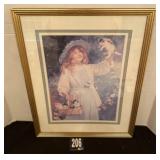 Framed Girl with Kittens Picture