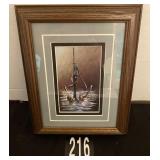 Framed Water Pump with Quail