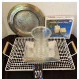 Pewter Tray, Cheese Slicer, Vase & Serving Trays