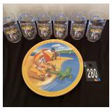 McDonalds Plates & Miss Piggy Glasses