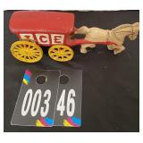Small Cast Iron Horse Drawn Ice Wagon