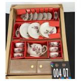 Childs Tea Set with Wood Hutch