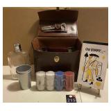 Vintage Flask, Chips & Score Pad in Case