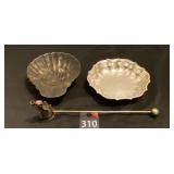 Silver Plated Candle Snuffer & Small Dishes