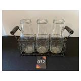Milk Bottles in Wire Crate