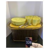 Picnic Basket with Plates, Cups & Silverware