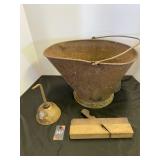 Vintage Coal Bucket, Oil Can & Planer