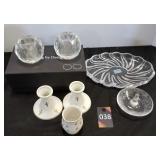 Crystal Votives, Plate, Candlestick Holders & Dish
