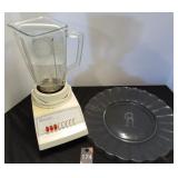 Osterizer Blender & Glass Engraved Platter