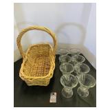 Wicker Basket & Sundae Dishes