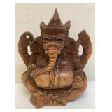 Vintage wooden carved Ganesha Hindu Elephant God