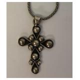 Large vintage sterling silver cross necklace