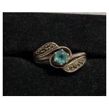Vintage sterling silver ring with blue stone