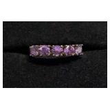 Vintage sterling silver ring with purple stones
