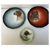 Antique hand painted dog plates