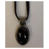 Vintage sterling silver necklace with Black stone