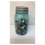 Jar of vintage marbles