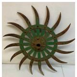 Antique iron cultivator wheel
