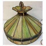 Vintage slag glass hanging lamp