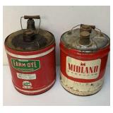 Vintage 5 gallon oil cans