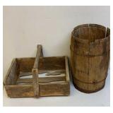 Wooden box and nail keg