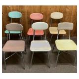 Six vintage retro mid century chairs