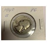 1940 S silver quarter