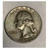 1957 D silver quarter