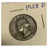 1958 D silver quarter