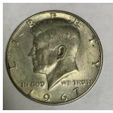 1967 silver Kennedy half dollar