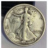 1917 walking liberty silver half dollar