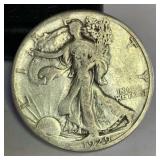 1929 S walking liberty silver half dollar