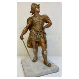 Vintage cast metal Roman soldier sculpture on