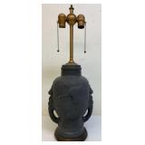 Antique Lavinite Pottery Oriental Table Lamp