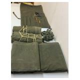 Vintage military tarp 10x12, tent, partial tool