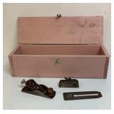 Pink toolbox and Wood planes