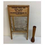 Washboard and wooden spool