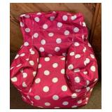 Pink and white bean bag chair