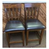 Two wooden barstools