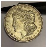 1921 D Morgan silver dollar