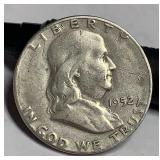 1952 S Franklin silver half dollar